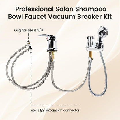 Toriexon Salon Shampoo Bowl Faucet Vacuum Breaker Kit - Brass Faucet with Hose and Sprayer Replacement for Hair Salons Avelisse