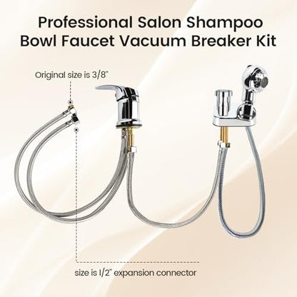 Toriexon Salon Shampoo Bowl Faucet Vacuum Breaker Kit - Brass Faucet with Hose and Sprayer Replacement for Hair Salons Avelisse