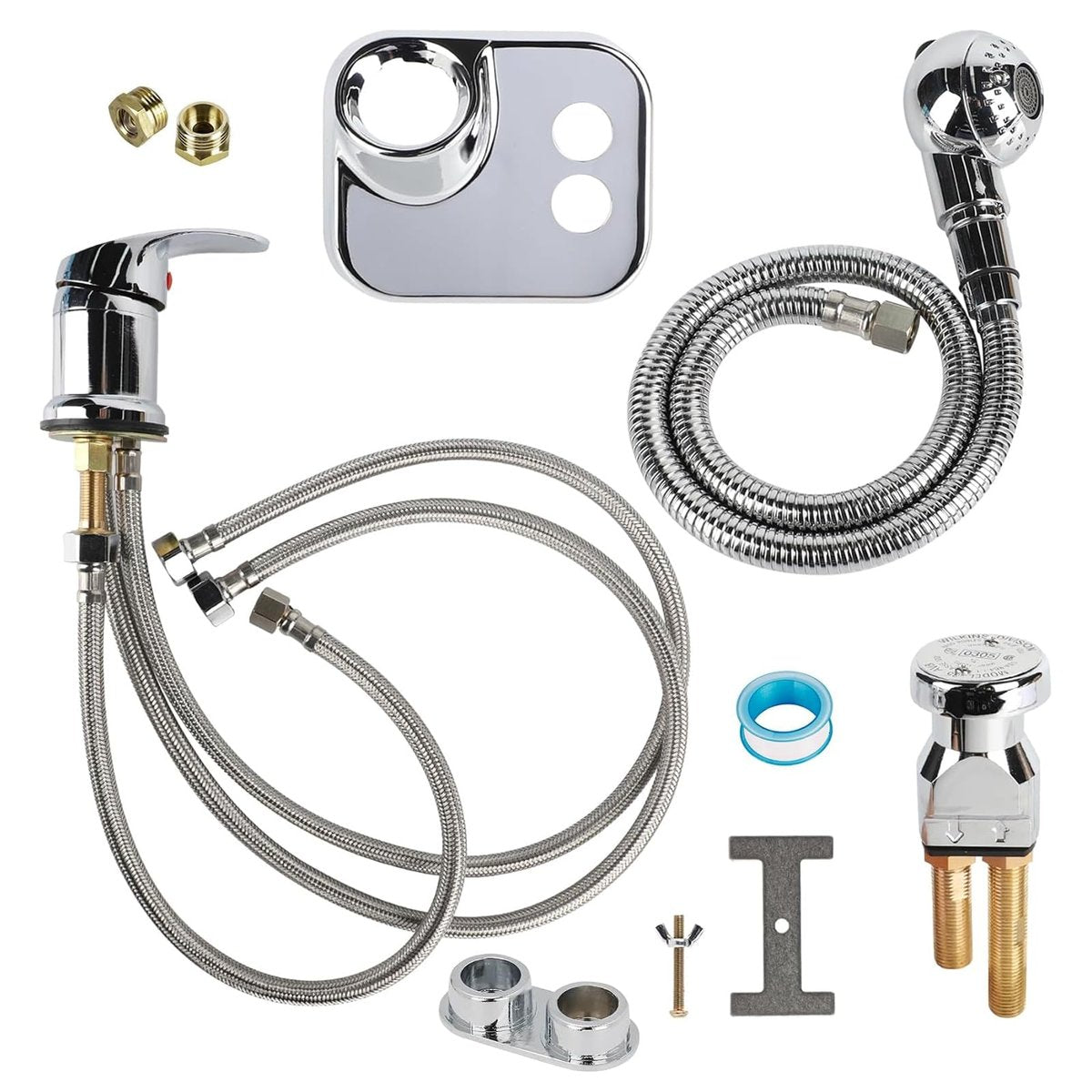 Toriexon Salon Shampoo Bowl Faucet Vacuum Breaker Kit - Brass Faucet with Hose and Sprayer Replacement for Hair Salons Avelisse