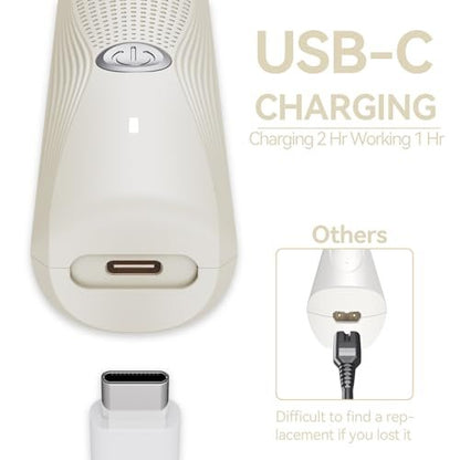 Unibono Women's Pubic Hair Trimmer - Waterproof Bikini Trimmer, Rechargeable 3-in-1 Electric Razor, Cordless Lady Shaver for Legs, Underarms, Face (Cream) Avelisse