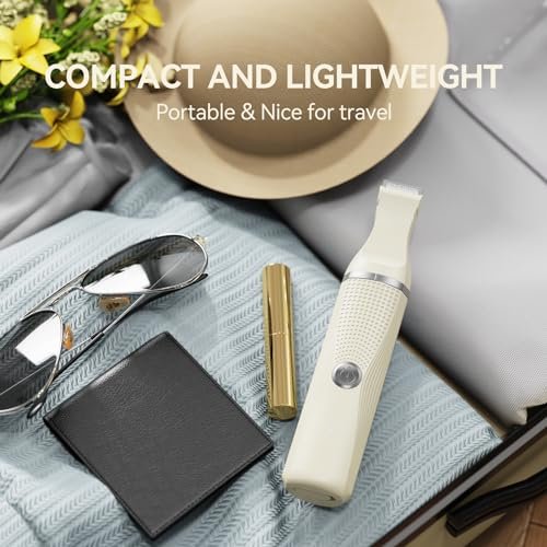 Unibono Women's Pubic Hair Trimmer - Waterproof Bikini Trimmer, Rechargeable 3-in-1 Electric Razor, Cordless Lady Shaver for Legs, Underarms, Face (Cream) Avelisse