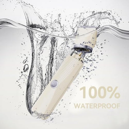Unibono Women's Pubic Hair Trimmer - Waterproof Bikini Trimmer, Rechargeable 3-in-1 Electric Razor, Cordless Lady Shaver for Legs, Underarms, Face (Cream) Avelisse