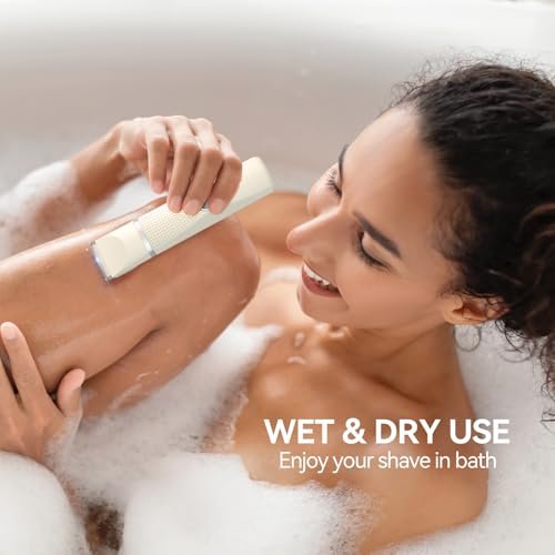 Unibono Women's Pubic Hair Trimmer - Waterproof Bikini Trimmer, Rechargeable 3-in-1 Electric Razor, Cordless Lady Shaver for Legs, Underarms, Face (Cream) Avelisse