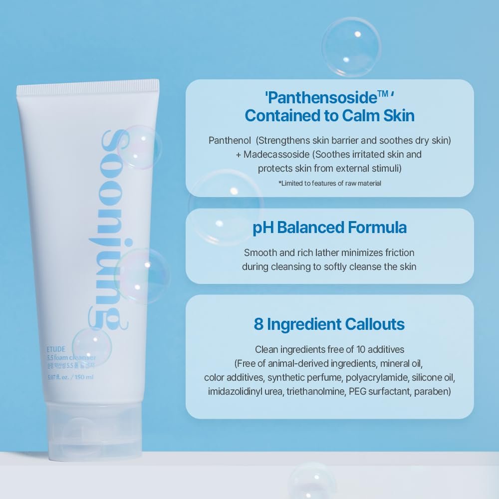 ETUDE SoonJung 5.5 Foam Cleanser - Low pH Hypoallergenic Face Wash for Sensitive Skin, 5.1 Fl Oz - görsel 5
