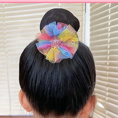 AsggBah 4pcs Floral Bow Hair Clips for Girls - Colorful Bow Barrettes with Bun Covers, Metal Hair Clips for Little Girls - görsel 6