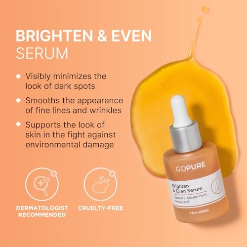 goPure Actives Vitamin C Serum - Brightening Serum with Vitamin C and Ferulic Acid, Face Moisturizing and Anti-Aging Benefits, Improves Skin Discoloration and Visibly Reduces Dark Spots - 1 fl oz Avelisse