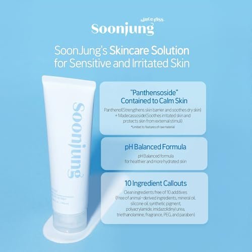 ETUDE SoonJung 10 Free Moist Emulsion - pH Balanced Face Moisturizer with Panthenol & Madecassoside for Sensitive Skin, 4.39 Fl Oz Avelisse