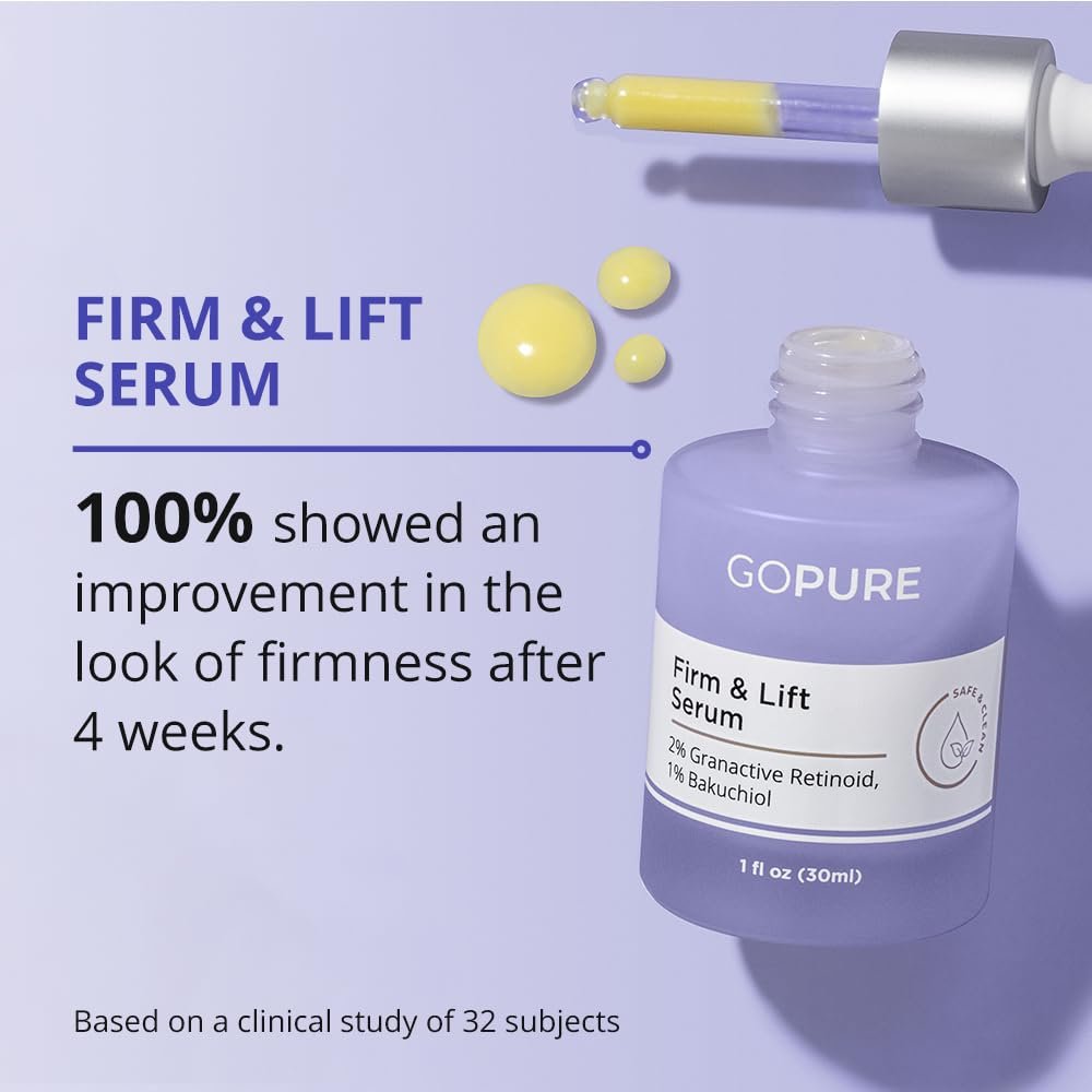 goPure Actives Firm & Lift Serum – Anti-Aging Retinol Serum for Smooth, Glowing Skin with Bakuchiol for Collagen Support, 1 fl oz Avelisse