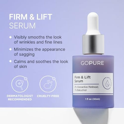 goPure Actives Firm & Lift Serum – Anti-Aging Retinol Serum for Smooth, Glowing Skin with Bakuchiol for Collagen Support, 1 fl oz Avelisse