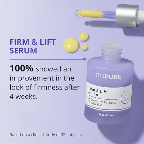 goPure Actives Firm & Lift Serum – Anti-Aging Retinol Serum for Smooth, Glowing Skin with Bakuchiol for Collagen Support, 1 fl oz Avelisse