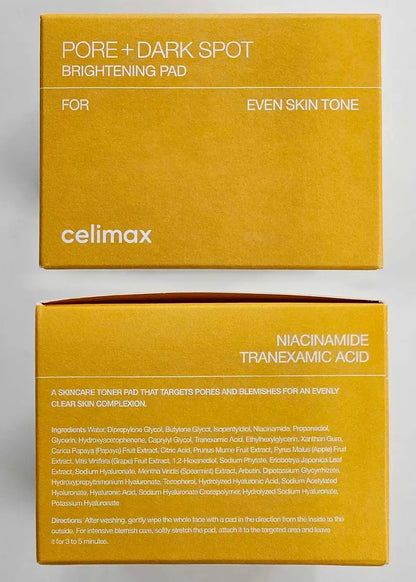 celimax Pore+Dark Spot Brightening Pad | Exfoliating Peeling Pads for Enlarged Pores with Hyaluronic Acid, Pore Minimizer, Non-Irritating, Hydrating, For Sensitive Skin (40 Pads) Avelisse