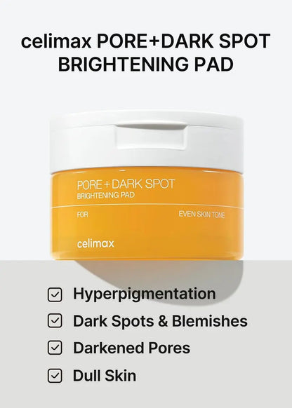 celimax Pore+Dark Spot Brightening Pad | Exfoliating Peeling Pads for Enlarged Pores with Hyaluronic Acid, Pore Minimizer, Non-Irritating, Hydrating, For Sensitive Skin (40 Pads) Avelisse