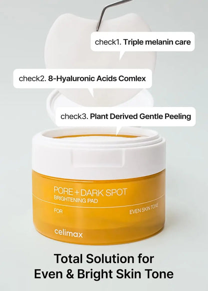 celimax Pore+Dark Spot Brightening Pad | Exfoliating Peeling Pads for Enlarged Pores with Hyaluronic Acid, Pore Minimizer, Non-Irritating, Hydrating, For Sensitive Skin (40 Pads) Avelisse