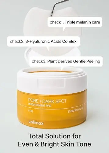 celimax Pore+Dark Spot Brightening Pad | Exfoliating Peeling Pads for Enlarged Pores with Hyaluronic Acid, Pore Minimizer, Non-Irritating, Hydrating, For Sensitive Skin (40 Pads) Avelisse