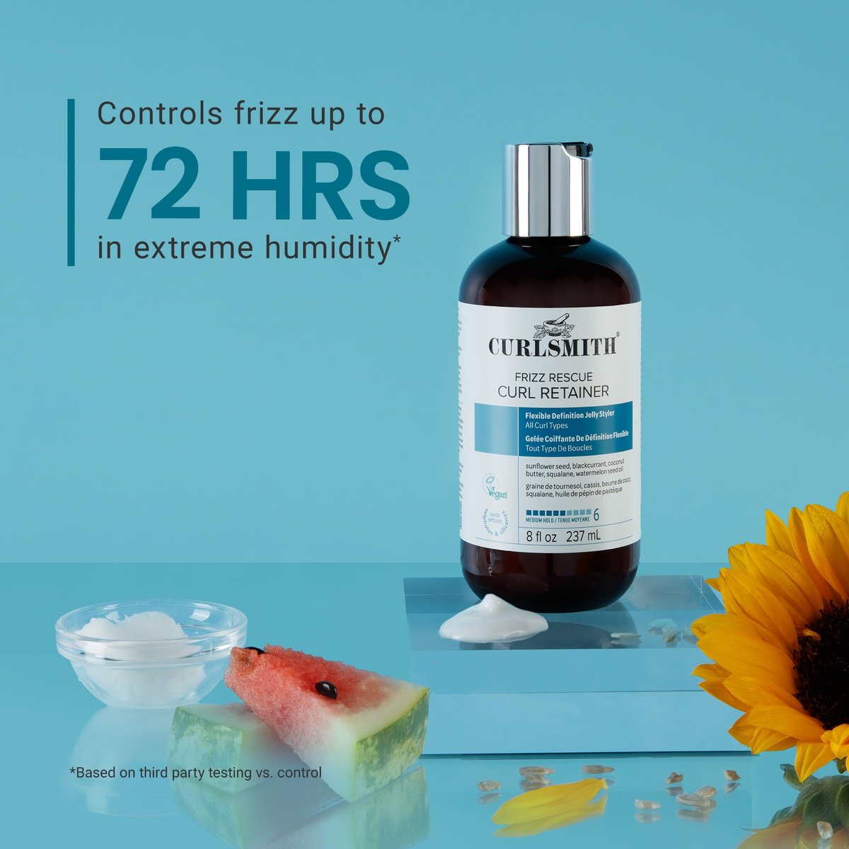CURLSMITH Frizz Rescue Curl Retainer - Medium Hold Gel for Curls, Frizz Control, Jelly Styler, Vegan & Cruelty Free (8 oz) - görsel 7
