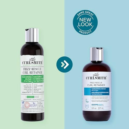 CURLSMITH Frizz Rescue Curl Retainer - Medium Hold Gel for Curls, Frizz Control, Jelly Styler, Vegan & Cruelty Free (8 oz)