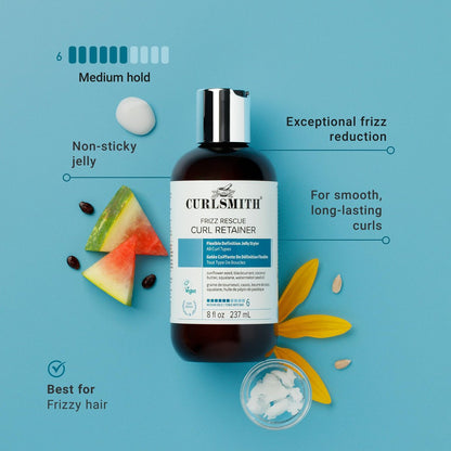CURLSMITH Frizz Rescue Curl Retainer - Medium Hold Gel for Curls, Frizz Control, Jelly Styler, Vegan & Cruelty Free (8 oz)