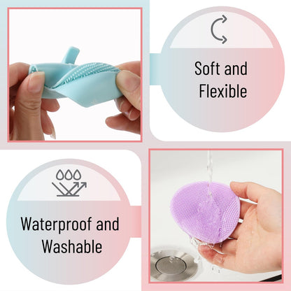Slick Silicone Facial Cleansing Brush, 4 Pack - Soft Silicone Face Scrubber Exfoliator for Gentle Daily Cleansing
