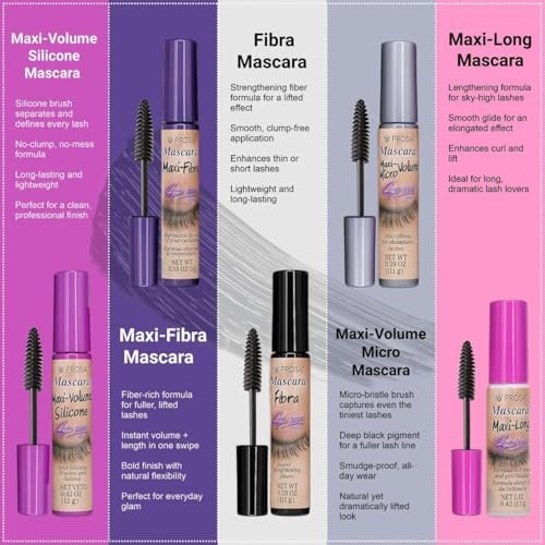 Prosa Mascara Professional Collection – Amplified Volume & Complete Lash Length, Deep Ebony, All-Day Wear, Pack of 5 Avelisse