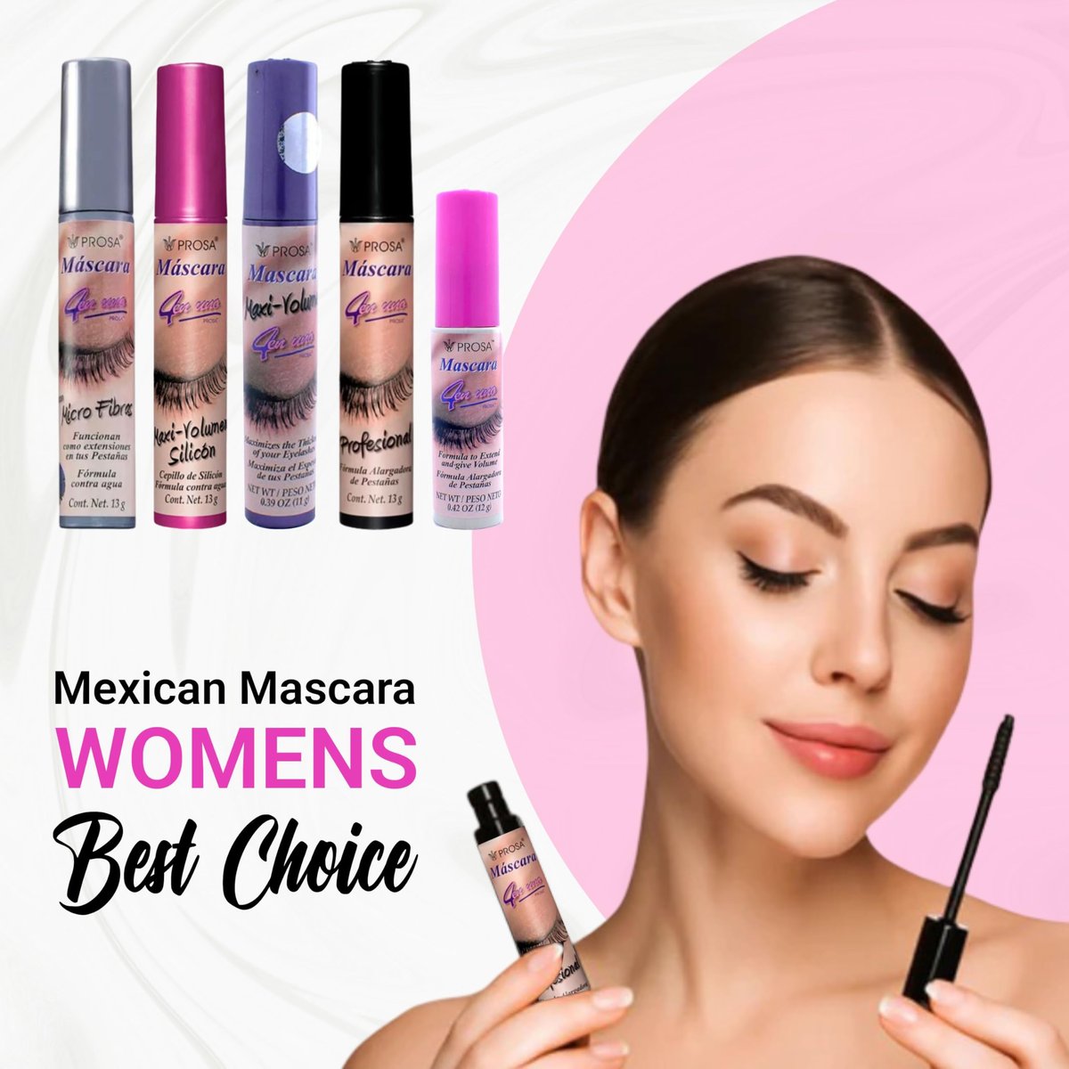 Prosa Mascara Professional Collection – Amplified Volume & Complete Lash Length, Deep Ebony, All-Day Wear, Pack of 5 Avelisse