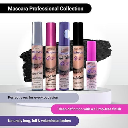 Prosa Mascara Professional Collection – Amplified Volume & Complete Lash Length, Deep Ebony, All-Day Wear, Pack of 5 Avelisse