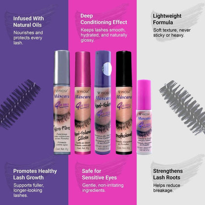 Prosa Mascara Professional Collection – Amplified Volume & Complete Lash Length, Deep Ebony, All-Day Wear, Pack of 5 Avelisse