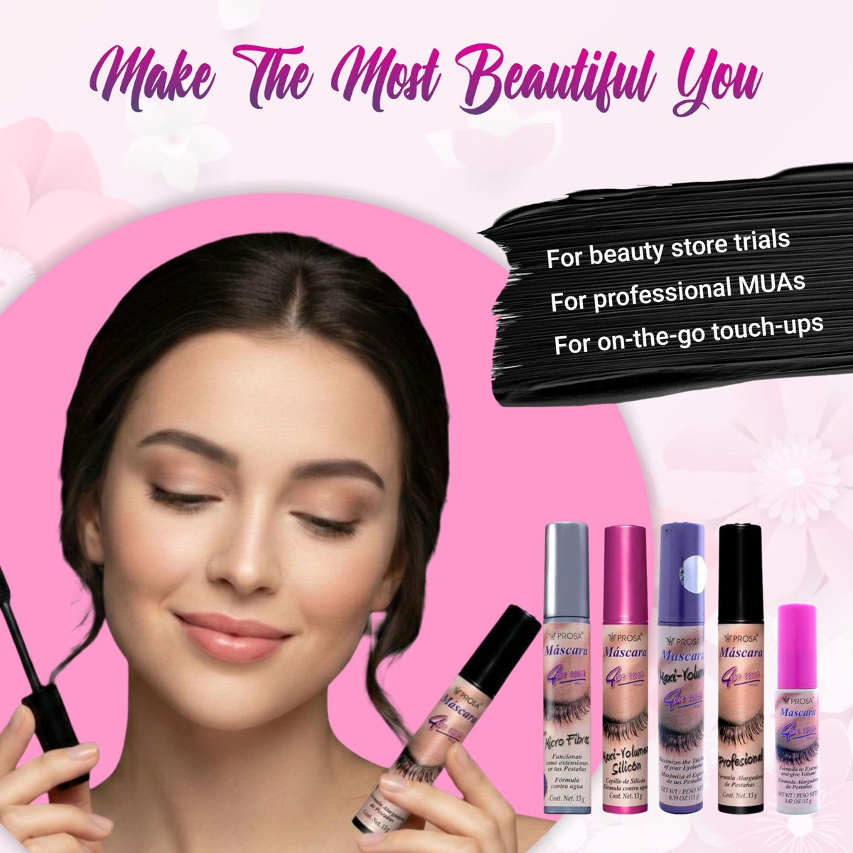 Prosa Mascara Professional Collection – Amplified Volume & Complete Lash Length, Deep Ebony, All-Day Wear, Pack of 5 Avelisse