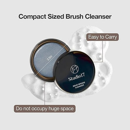 STUDIO17 Solid Makeup Brush Cleaner – 300+ Uses, Compact & Charcoal-Infused for Brushes & Puffs