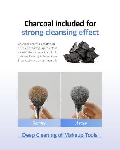 STUDIO17 Solid Makeup Brush Cleaner – 300+ Uses, Compact & Charcoal-Infused for Brushes & Puffs