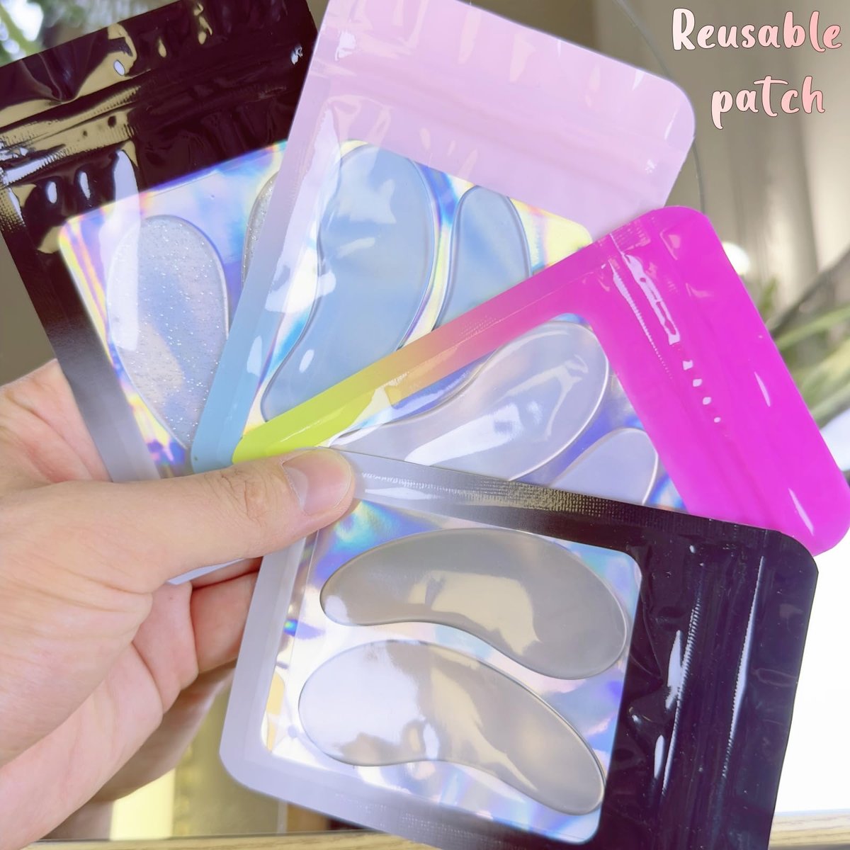 Under Eye Patches for Lash Lift and Eyelash Extension - Durable Gel Pads to Separate Upper & Lower Lashes - Sticky Moon Shape Patch Fits Eyelids - Eyelash Mask Cover in 4 Colors - görsel 9