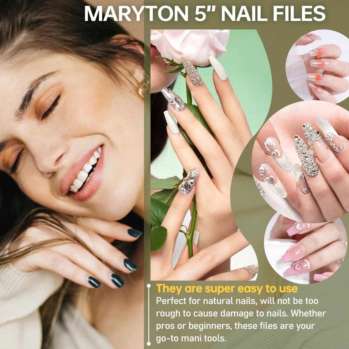 Maryton 50Pcs Disposable Nail File, 5 Inch Thin Emery Boards 180/180 Grit Nail Files for Natural Nails, Professional Pedicure Manicure Tools Set - görsel 13