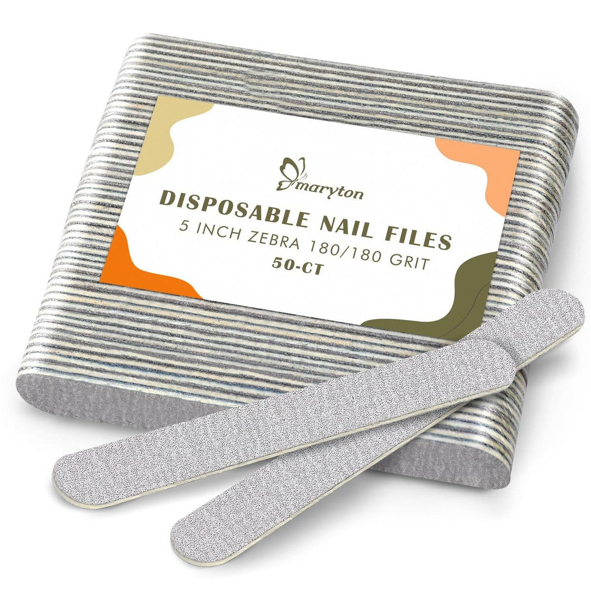 Maryton 50Pcs Disposable Nail File, 5 Inch Thin Emery Boards 180/180 Grit Nail Files for Natural Nails, Professional Pedicure Manicure Tools Set - görsel 1