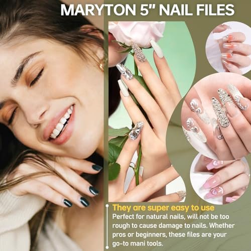 Maryton 50Pcs Disposable Nail File, 5 Inch Thin Emery Boards 180/180 Grit Nail Files for Natural Nails, Professional Pedicure Manicure Tools Set - görsel 14