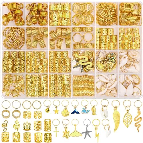 Lucomb 314 Pcs Hair Jewelry for Women – Aluminum Gold Hair Charms for Dreadlocks, Braids, and Locs Accessories - görsel 2