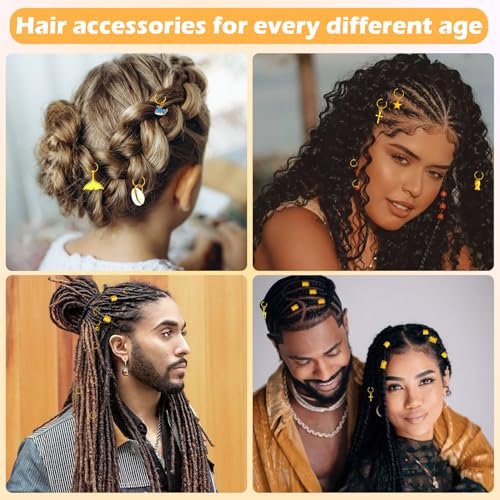 Lucomb 314 Pcs Hair Jewelry for Women – Aluminum Gold Hair Charms for Dreadlocks, Braids, and Locs Accessories - görsel 12