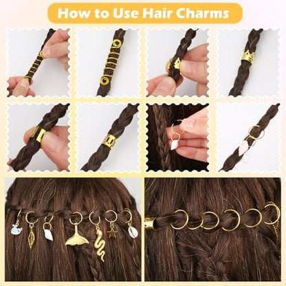 Lucomb 314 Pcs Hair Jewelry for Women – Aluminum Gold Hair Charms for Dreadlocks, Braids, and Locs Accessories