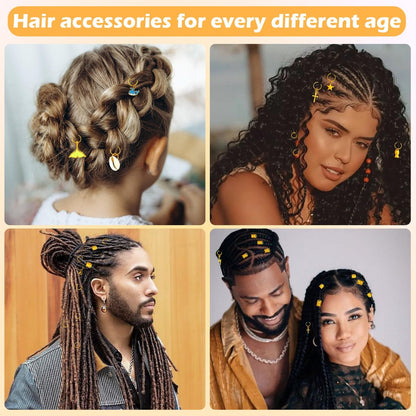 Lucomb 314 Pcs Hair Jewelry for Women – Aluminum Gold Hair Charms for Dreadlocks, Braids, and Locs Accessories