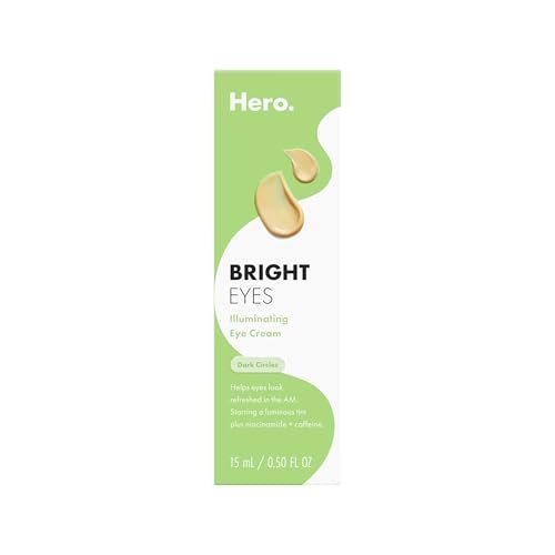 HERO COSMETICS Bright Eyes Illuminating Eye Cream – Reduce Dark Circles with Cooling Stainless Steel Tip (0.5 fl oz) Avelisse