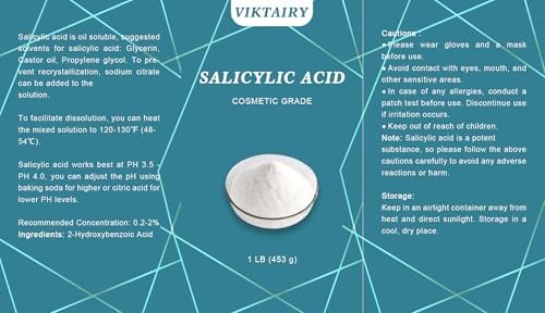 1 LB Salicylic Acid Powder Cosmetic Grade - Pure BHA Exfoliant for DIY Skincare, Face Wash, Toner, Shampoo & Body Lotion Avelisse