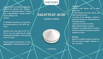 1 LB Salicylic Acid Powder Cosmetic Grade - Pure BHA Exfoliant for DIY Skincare, Face Wash, Toner, Shampoo & Body Lotion Avelisse