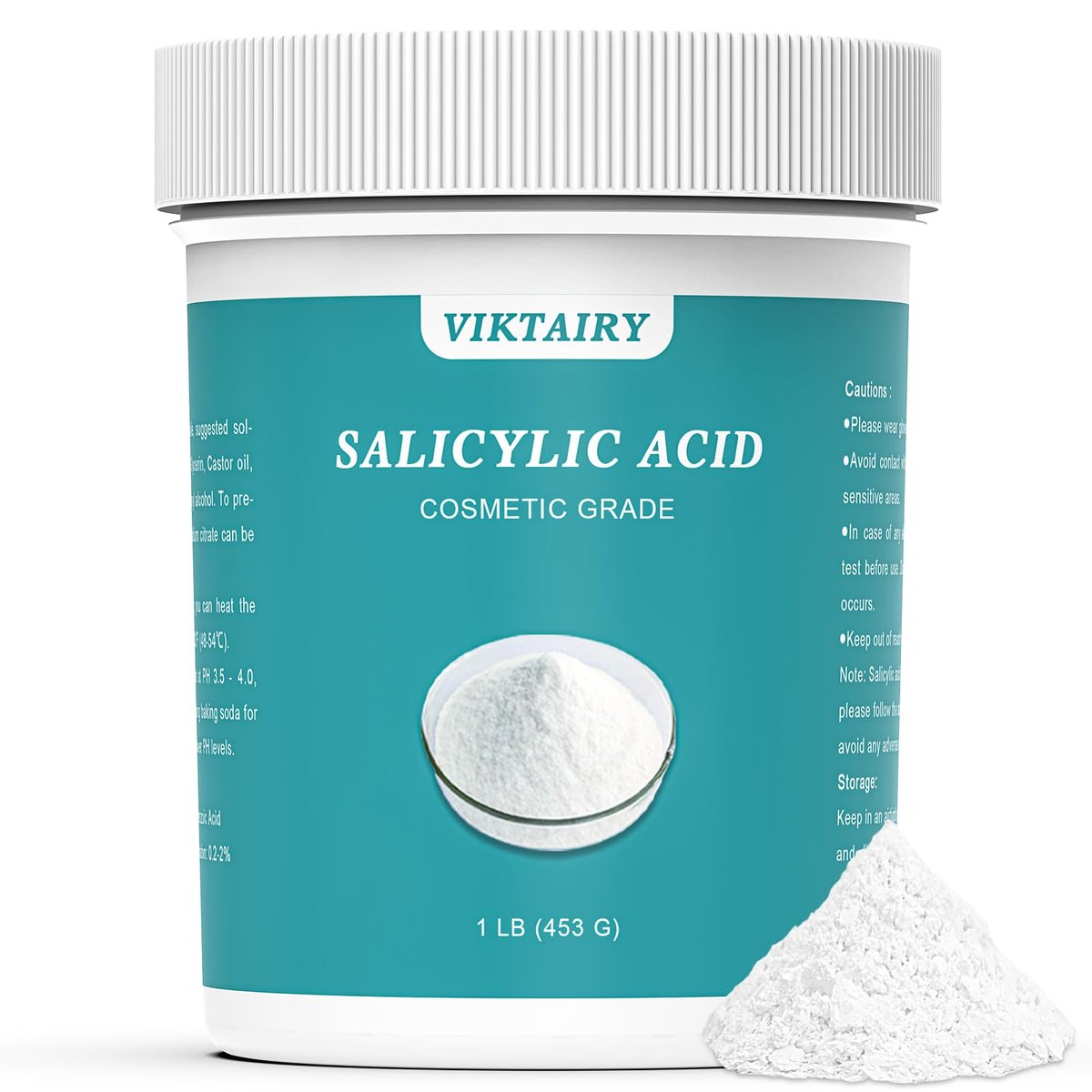 1 LB Salicylic Acid Powder Cosmetic Grade - Pure BHA Exfoliant for DIY Skincare, Face Wash, Toner, Shampoo & Body Lotion Avelisse