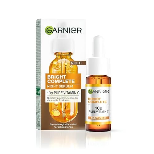 Garnier Targeted Anti Dark Spot Night Serum with 10% Pure Vitamin C & Hyaluronic Acid - Anti Pigmentation & Dullness, For All Skin Types, Vegan, 30 ml Avelisse
