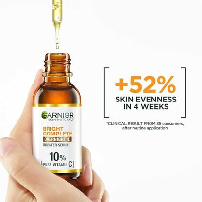 Garnier Targeted Anti Dark Spot Night Serum with 10% Pure Vitamin C & Hyaluronic Acid - Anti Pigmentation & Dullness, For All Skin Types, Vegan, 30 ml Avelisse