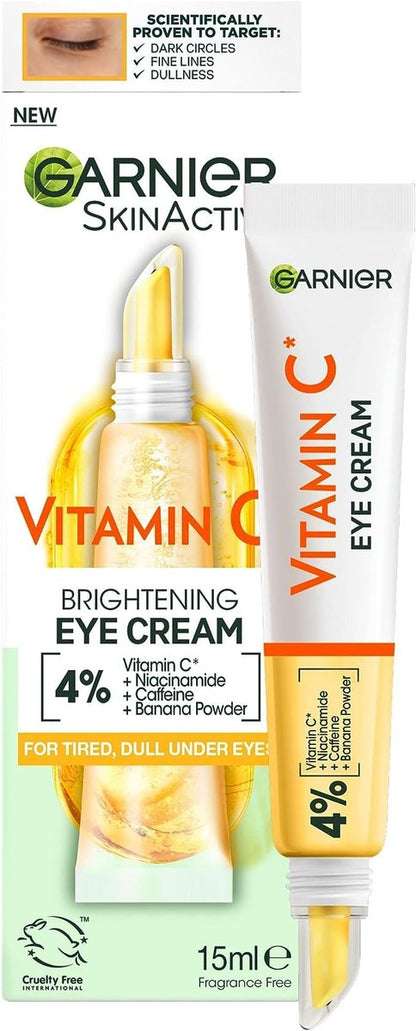 Garnier Eye Cream with 4% Vitamin C – Brightening Treatment for Dark Circles, Under Eye Bags & Puffiness, 15ml Avelisse