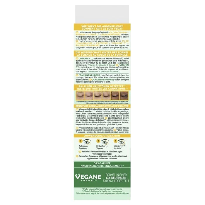 Garnier Eye Cream with 4% Vitamin C – Brightening Treatment for Dark Circles, Under Eye Bags & Puffiness, 15ml Avelisse