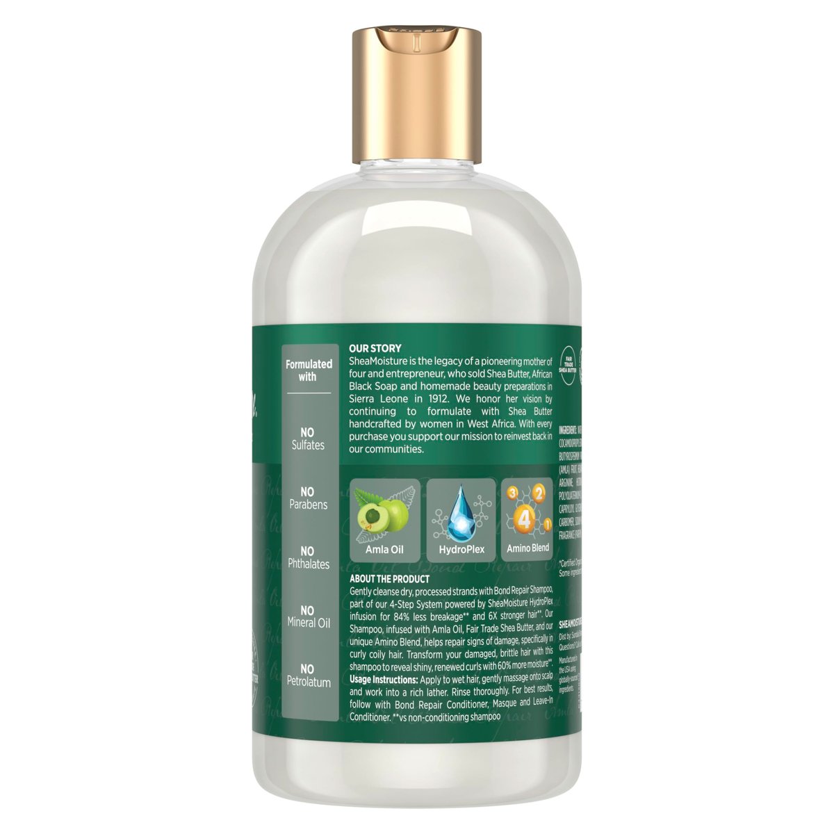 Shea Moisture Bond Repair Shampoo with Amla Oil & Hydroplex Technology - Restorative HydroPlex Infusion, Deeply Cleanses & Removes Build-Up, 13 Fl Oz Avelisse