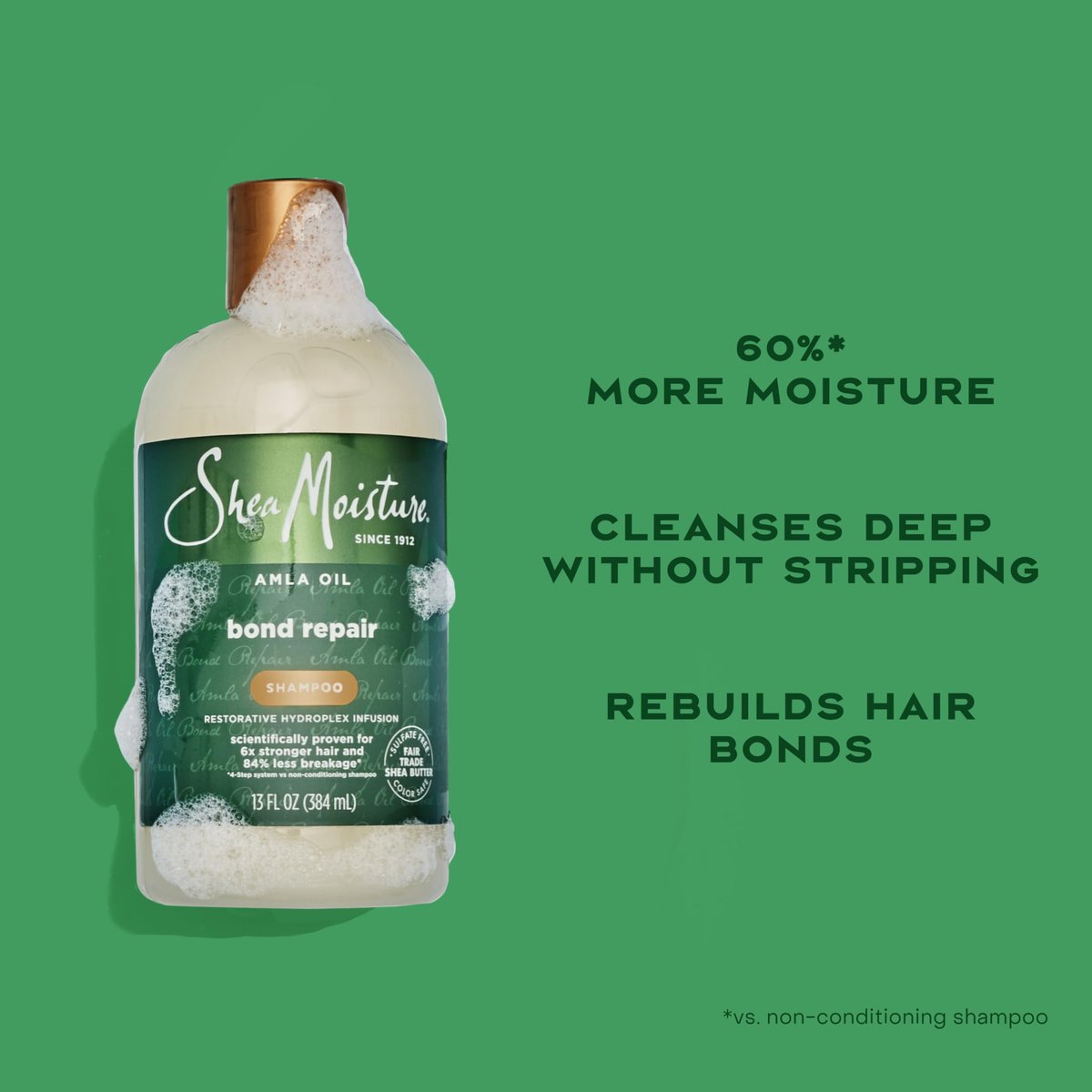 Shea Moisture Bond Repair Shampoo with Amla Oil & Hydroplex Technology - Restorative HydroPlex Infusion, Deeply Cleanses & Removes Build-Up, 13 Fl Oz Avelisse
