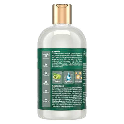 Shea Moisture Bond Repair Shampoo with Amla Oil & Hydroplex Technology - Restorative HydroPlex Infusion, Deeply Cleanses & Removes Build-Up, 13 Fl Oz Avelisse