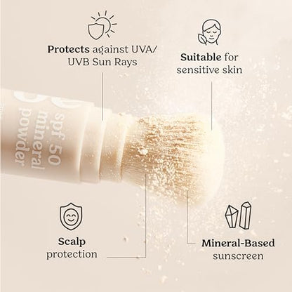 Roe Wellness SPF 50 Powder Sunscreen – Mineral-Based, Non-Toxic Brush-On Sun Protection for Kids, Adults & Babies – Reef Safe, For Scalp, Face & Body Avelisse