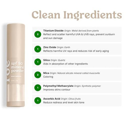 Roe Wellness SPF 50 Powder Sunscreen – Mineral-Based, Non-Toxic Brush-On Sun Protection for Kids, Adults & Babies – Reef Safe, For Scalp, Face & Body Avelisse